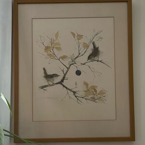 Mads Stage vintage bird print — framed Scandinavian wildlife art 14.5 x 17.5
